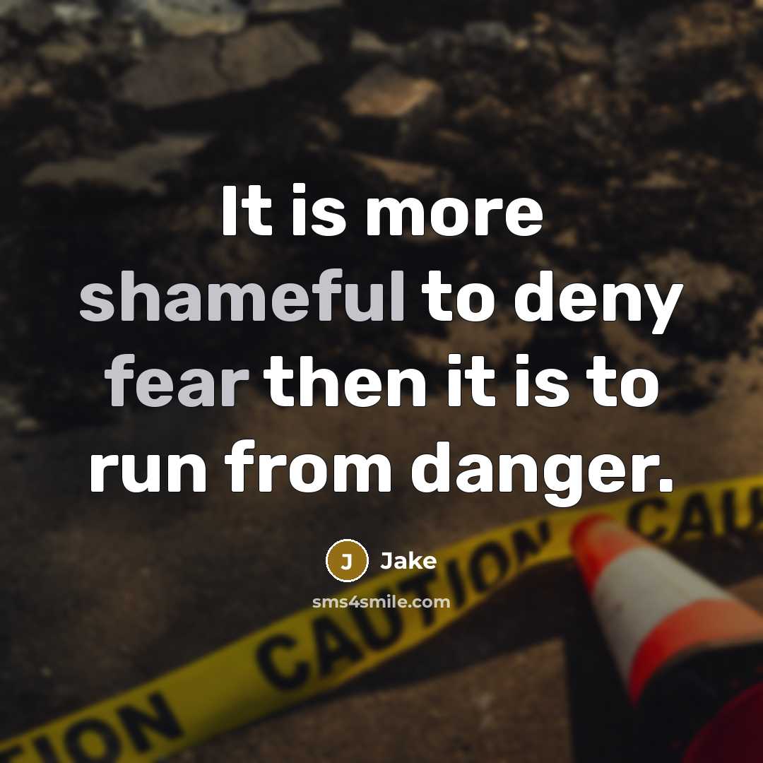 “It is more shameful to deny fear then it is to run from danger.” quote by Jake