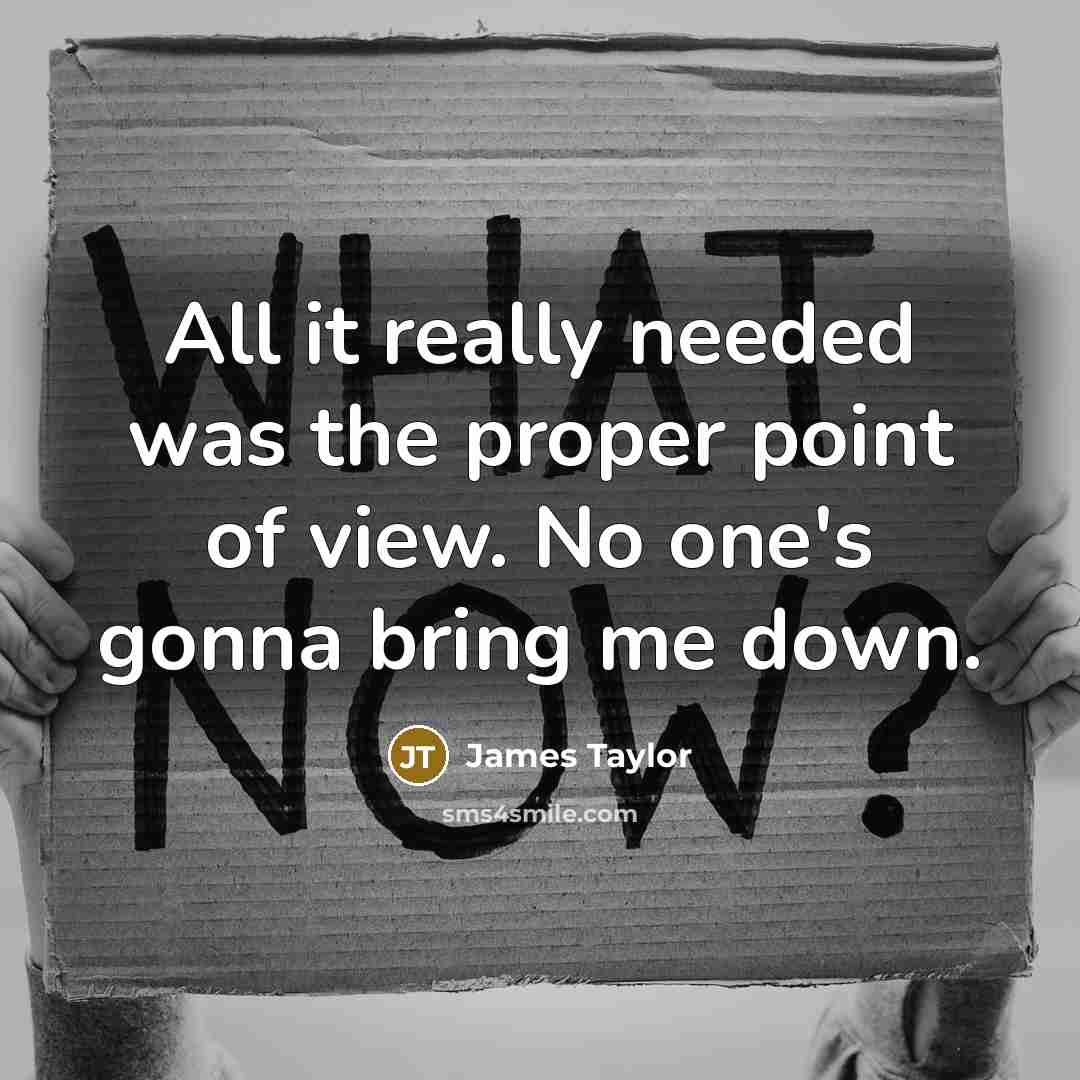 “All it really needed was the proper point of view. No one's gonna bring me down.” quote by James Taylor