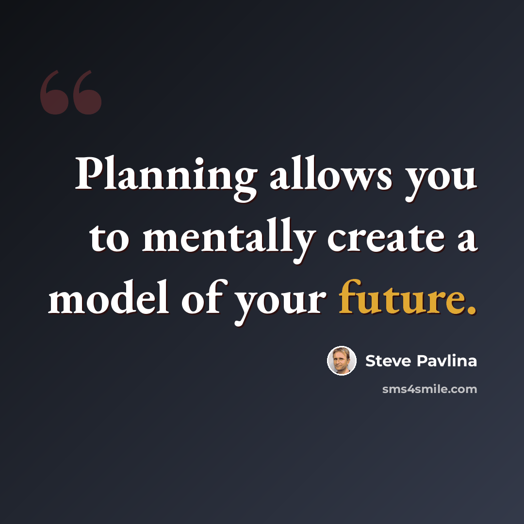“Planning allows you to mentally create a model of your future.” quote by Steve Pavlina
