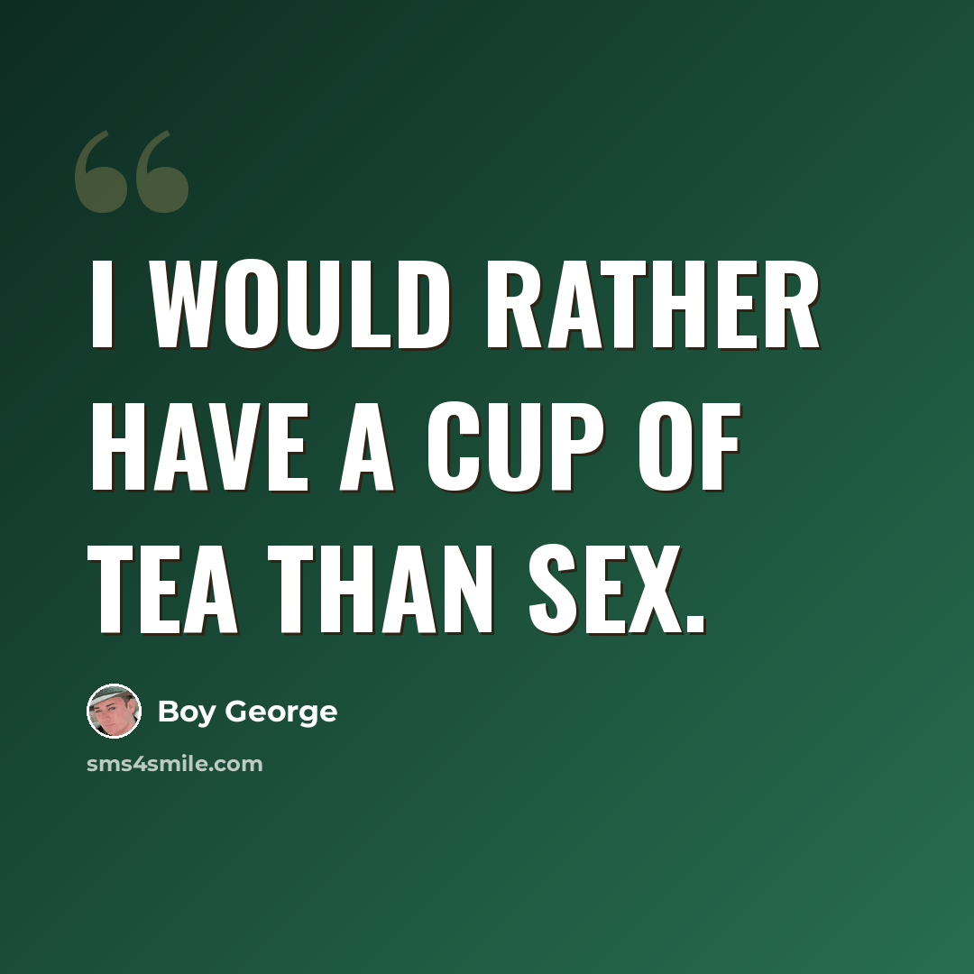 “I would rather have a cup of tea than sex.” quote by Boy George