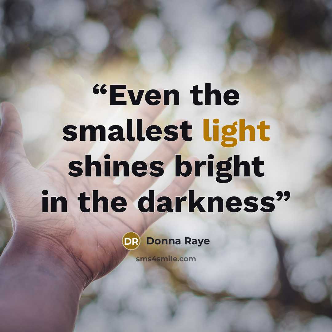 “Even the smallest light shines bright in the darkness” quote by Donna Raye