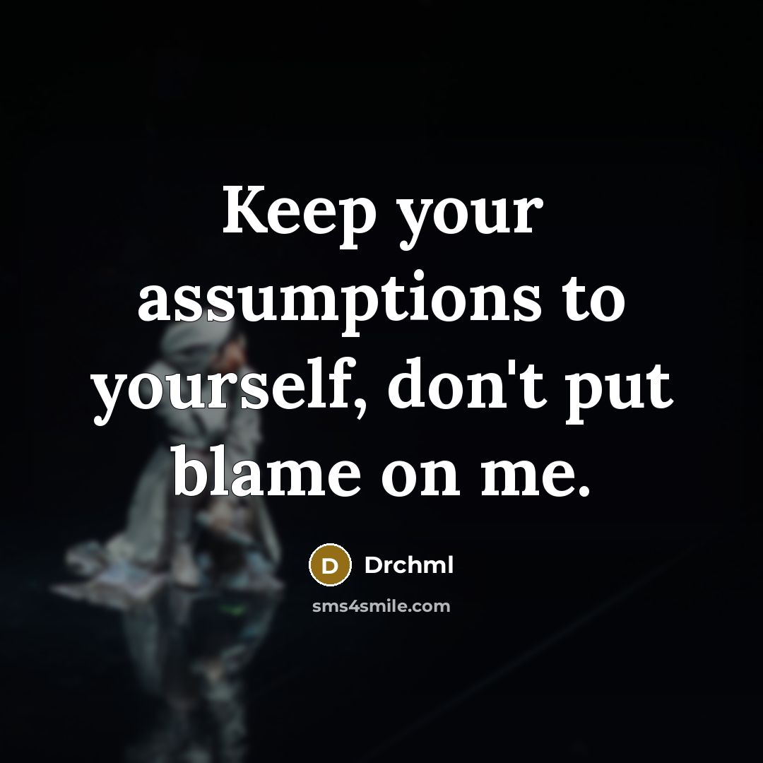 “Keep your assumptions to yourself, don't put blame on me.” quote by Drchml
