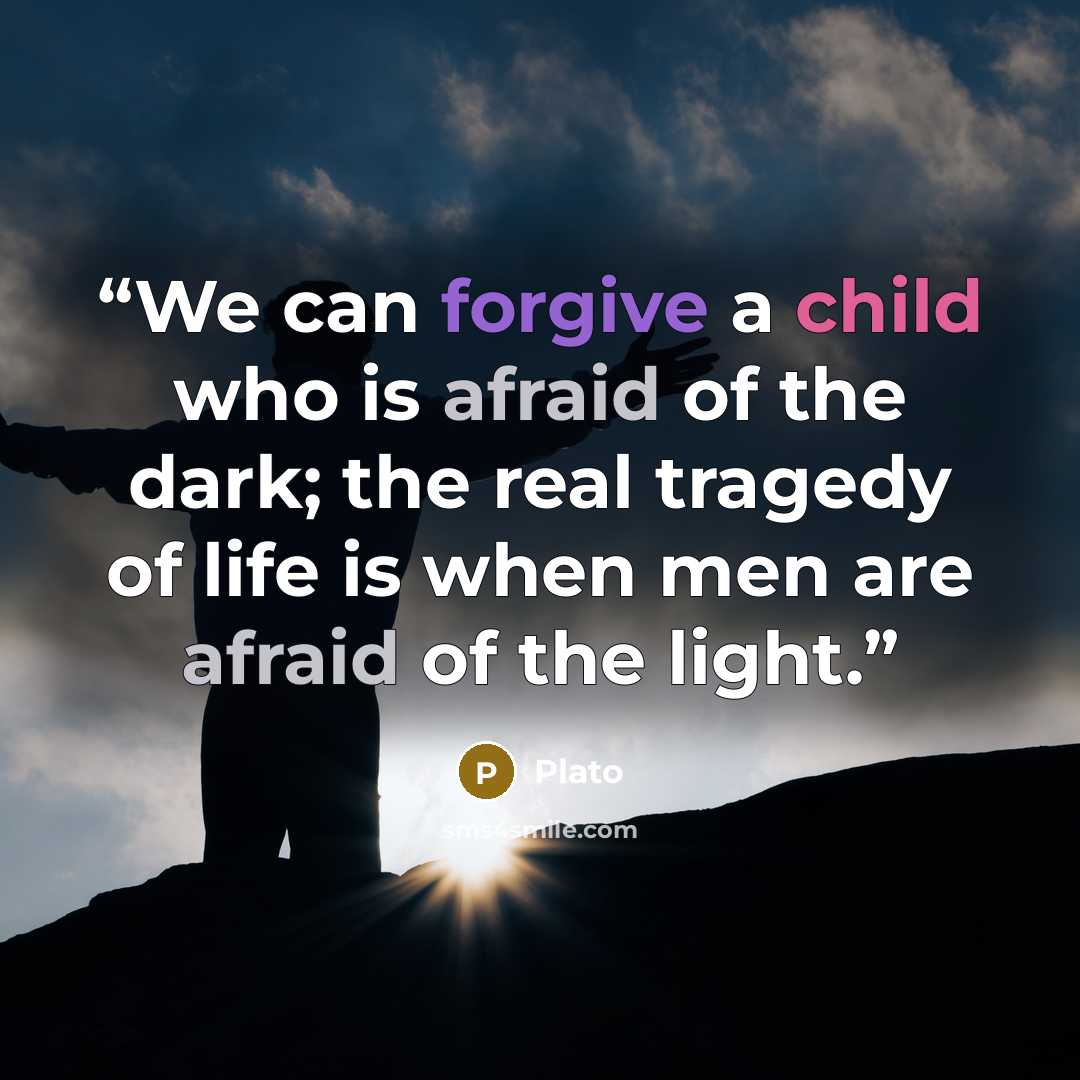 “We can forgive a child who is afraid of the dark; the real tragedy of life is when men are afraid of the light.” quote by Plato
