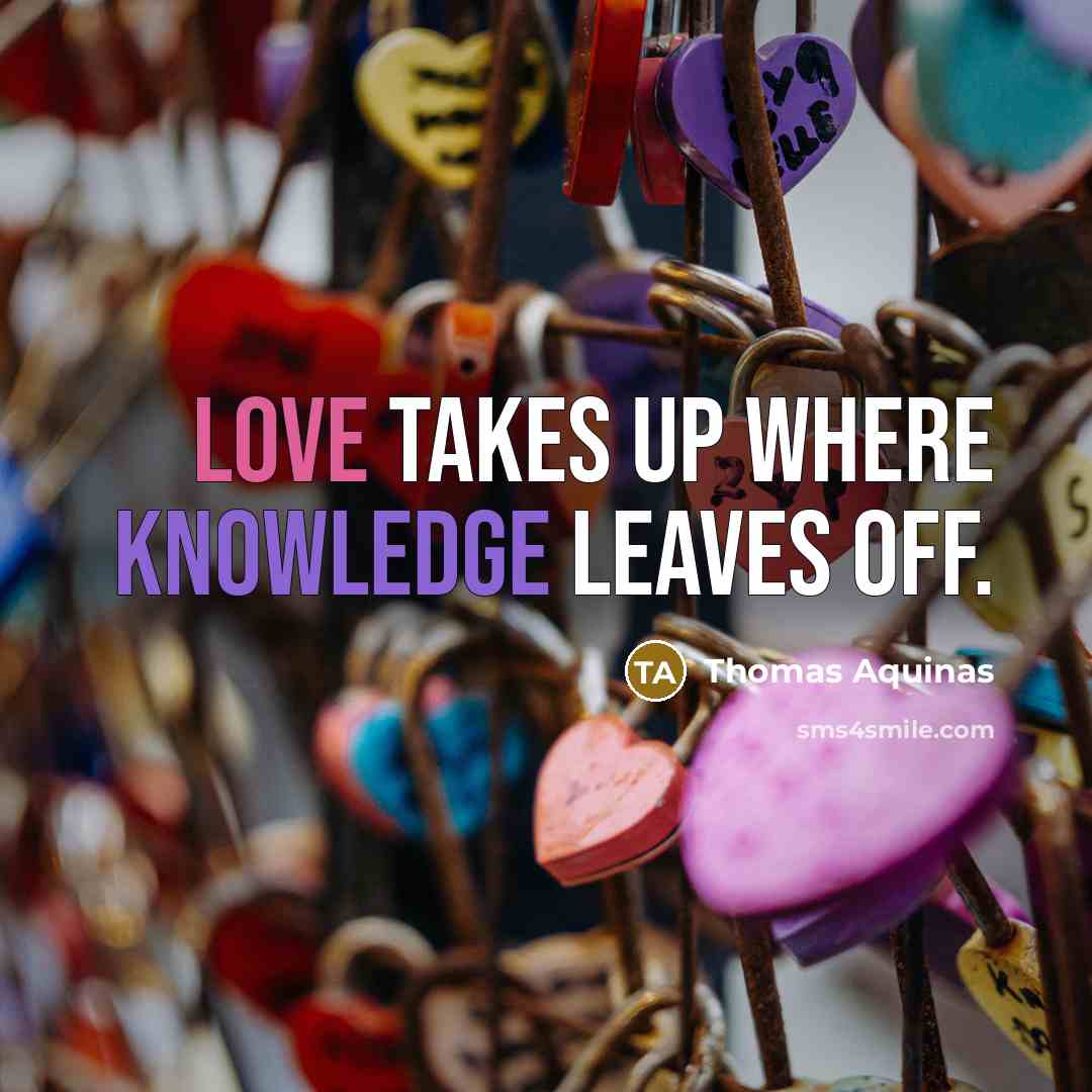 “Love takes up where knowledge leaves off.” quote by Thomas Aquinas