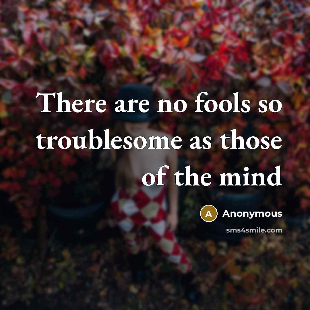 “There are no fools so troublesome as those of the mind” quote by Anonymous