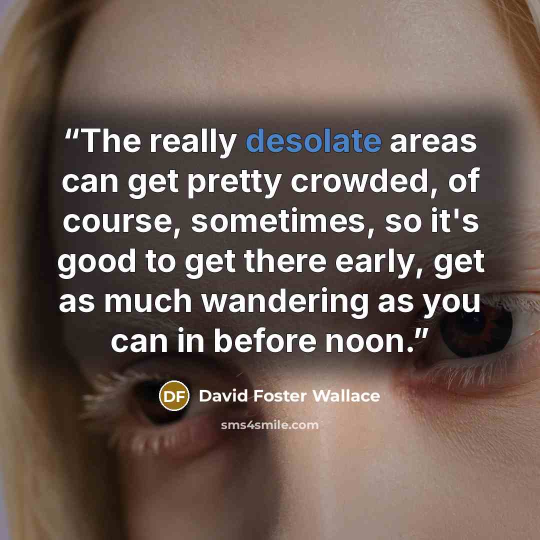 “The really desolate areas can get pretty crowded, of course, sometimes, so it's good to get there early, get as much wandering as you can in before noon.” quote by David Foster Wallace