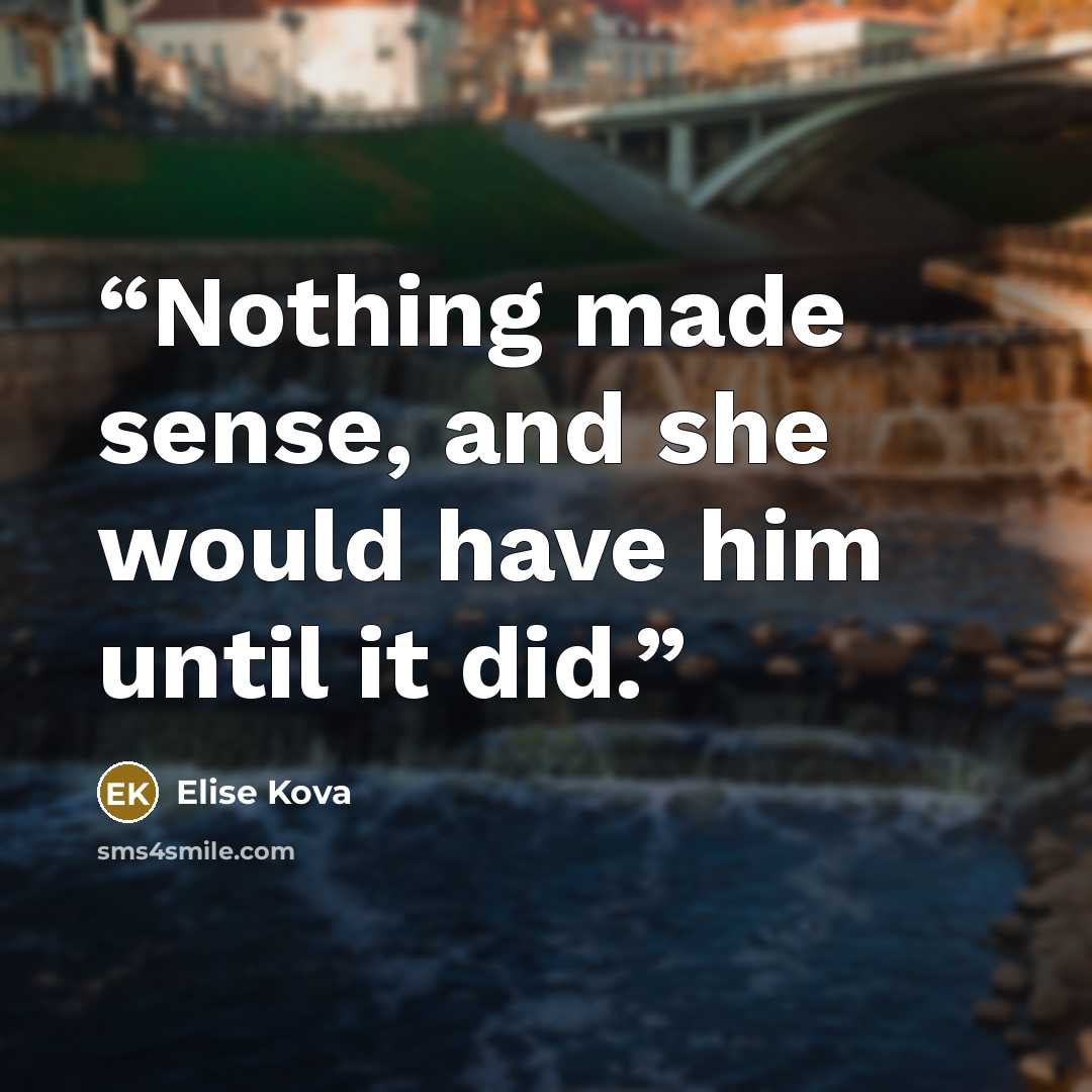 “Nothing made sense, and she would have him until it did.” quote by Elise Kova