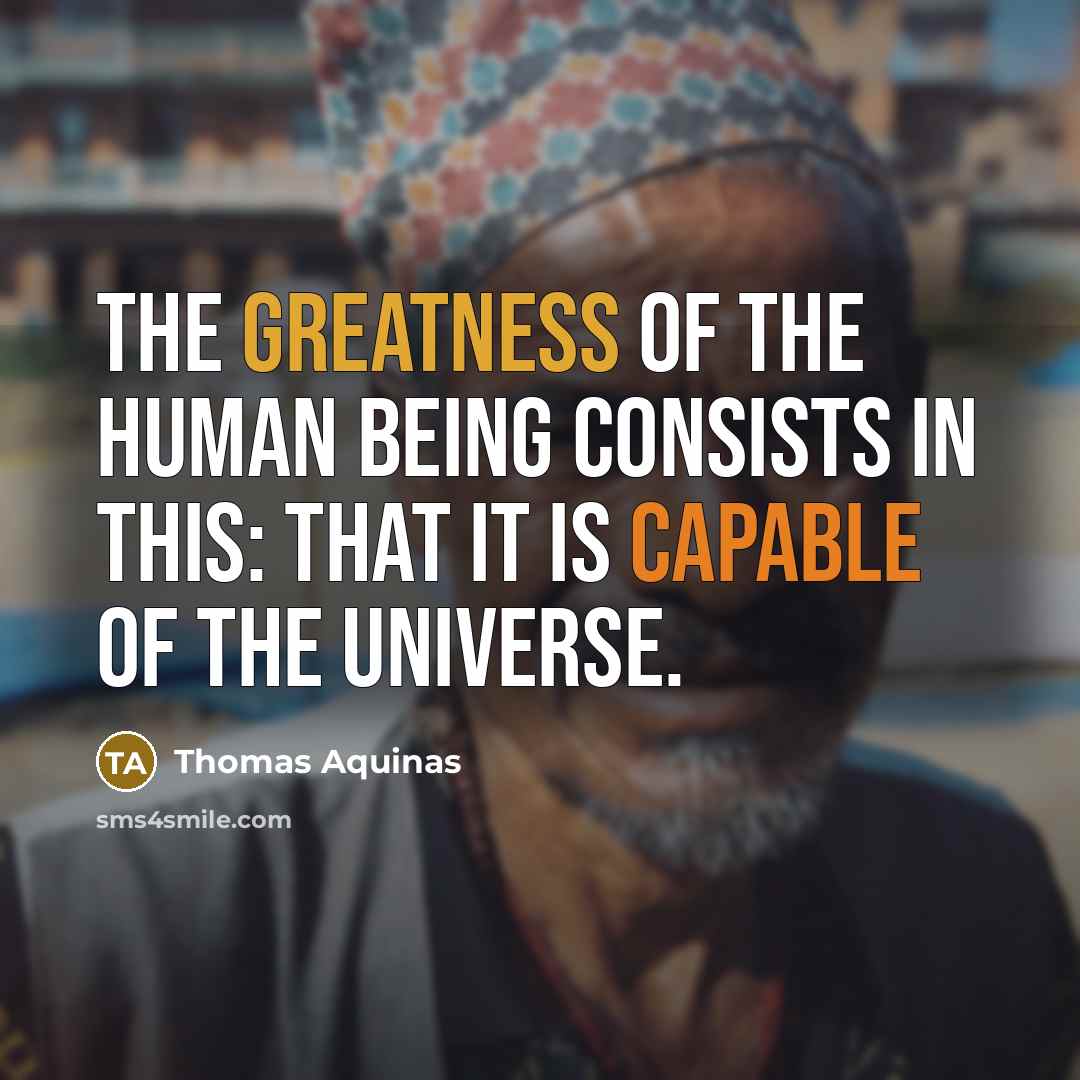 “The greatness of the human being consists in this: that it is capable of the universe.” quote by Thomas Aquinas