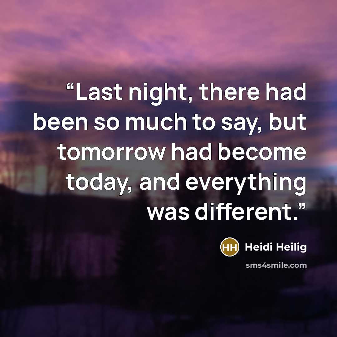 “Last night, there had been so much to say, but tomorrow had become today, and everything was different.” quote by Heidi Heilig
