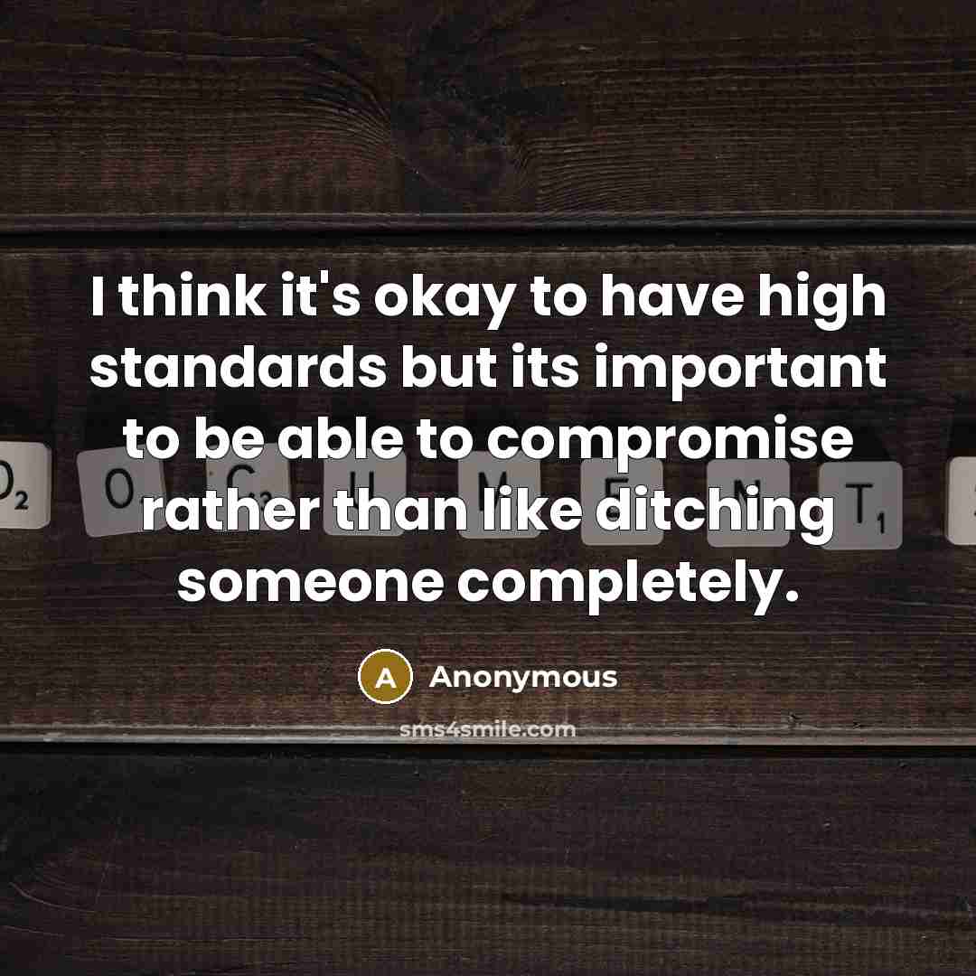 “I think it's okay to have high standards but its important to be able to compromise rather than like ditching someone completely.” quote by Anonymous
