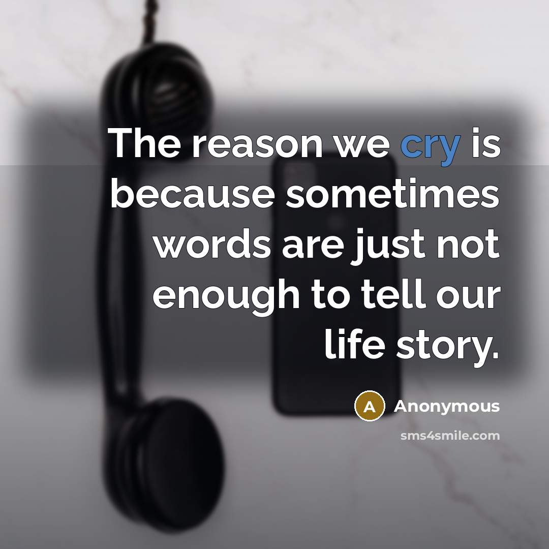 “The reason we cry is because sometimes words are just not enough to tell our life story.” quote by Anonymous