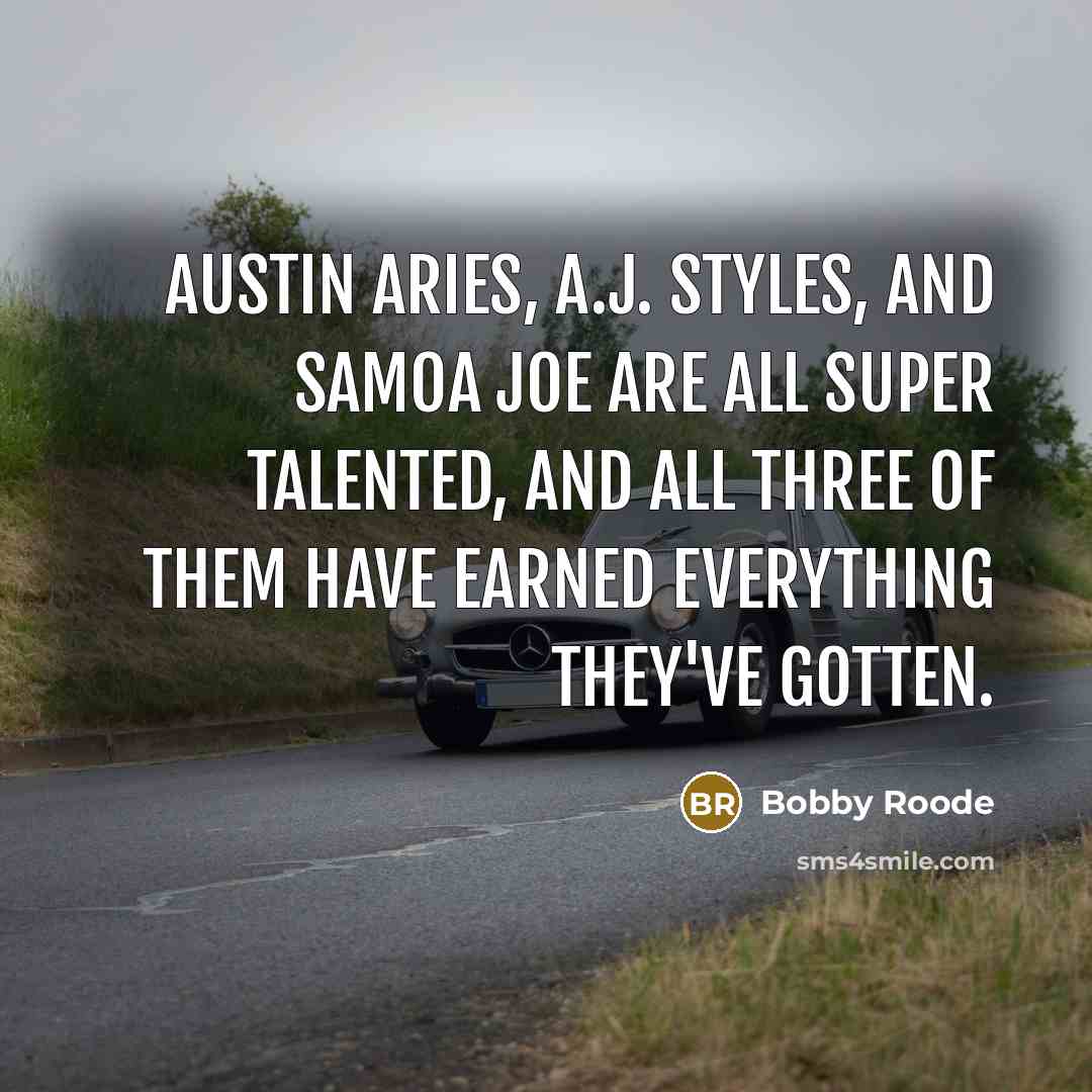 “Austin Aries, A.J. Styles, and Samoa Joe are all super talented, and all three of them have earned everything they've gotten.” quote by Bobby Roode