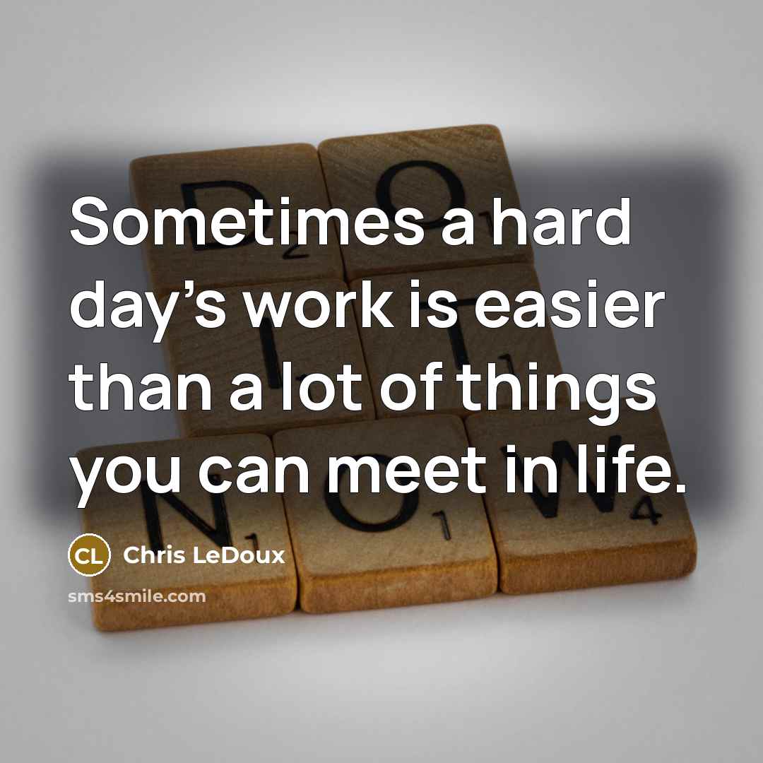 “Sometimes a hard day's work is easier than a lot of things you can meet in life.” quote by Chris LeDoux