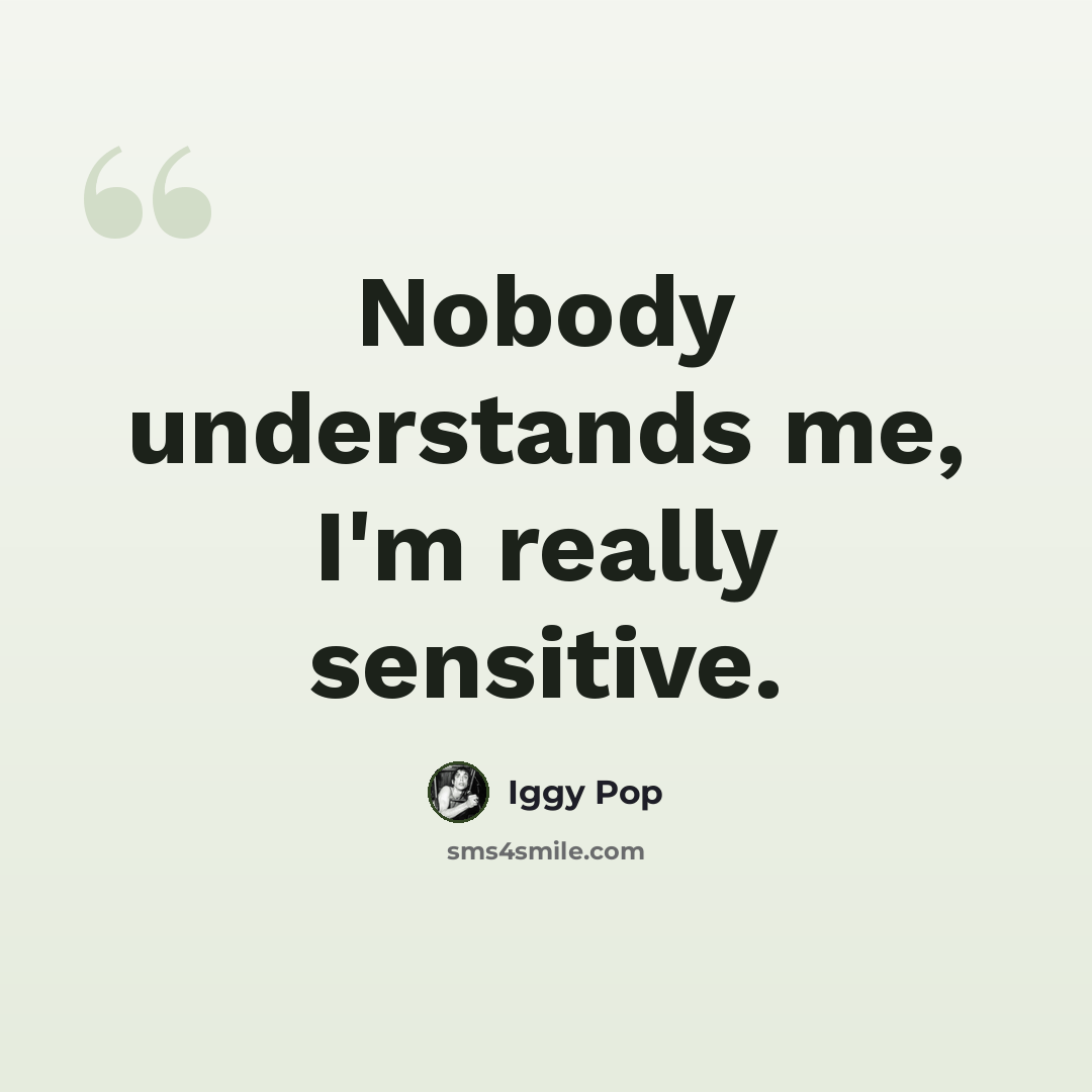 “Nobody understands me, I'm really sensitive.” quote by Iggy Pop