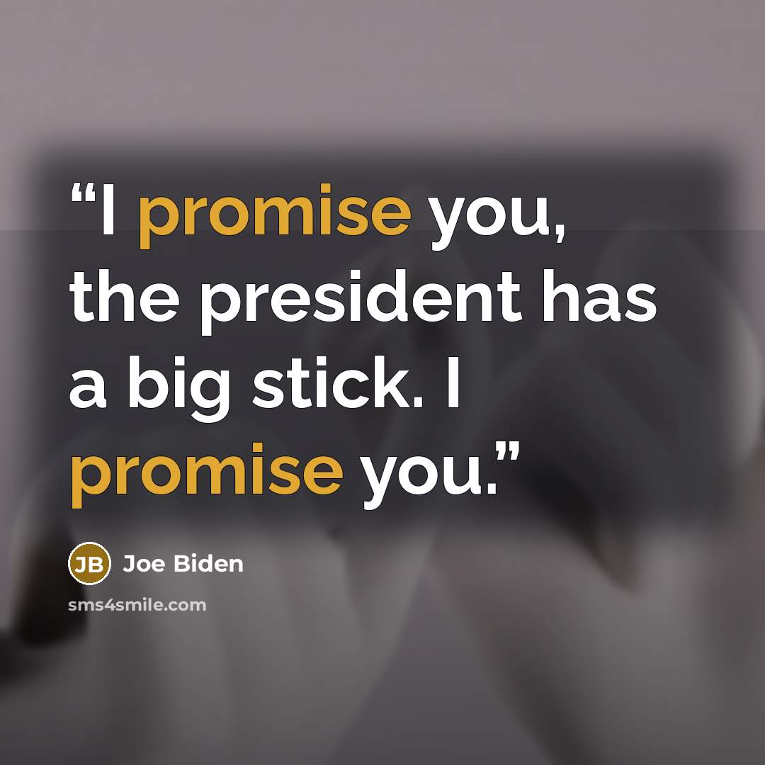 “I promise you, the president has a big stick. I promise you.” quote by Joe Biden