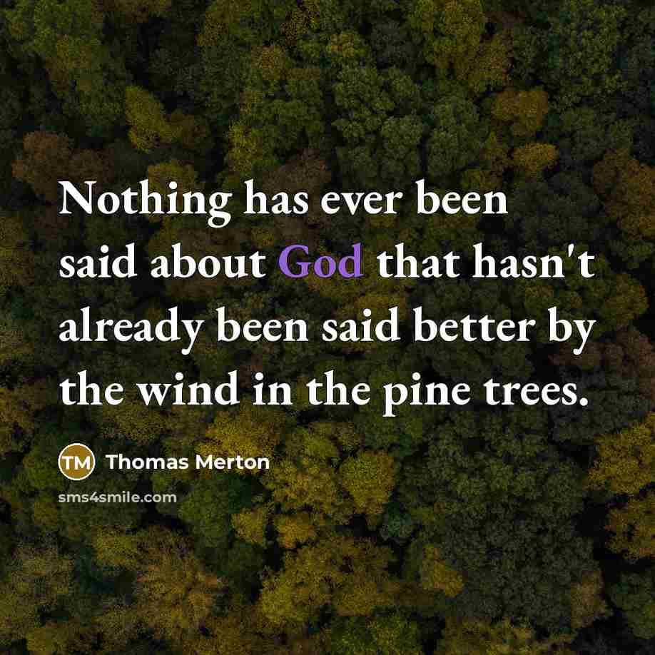 “Nothing has ever been said about God that hasn't already been said better by the wind in the pine trees.” quote by Thomas Merton