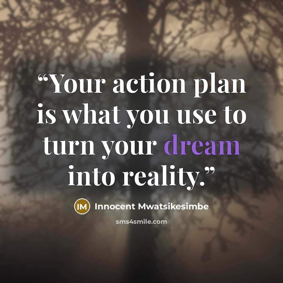 “Your action plan is what you use to turn your dream into reality.” quote by Innocent Mwatsikesimbe