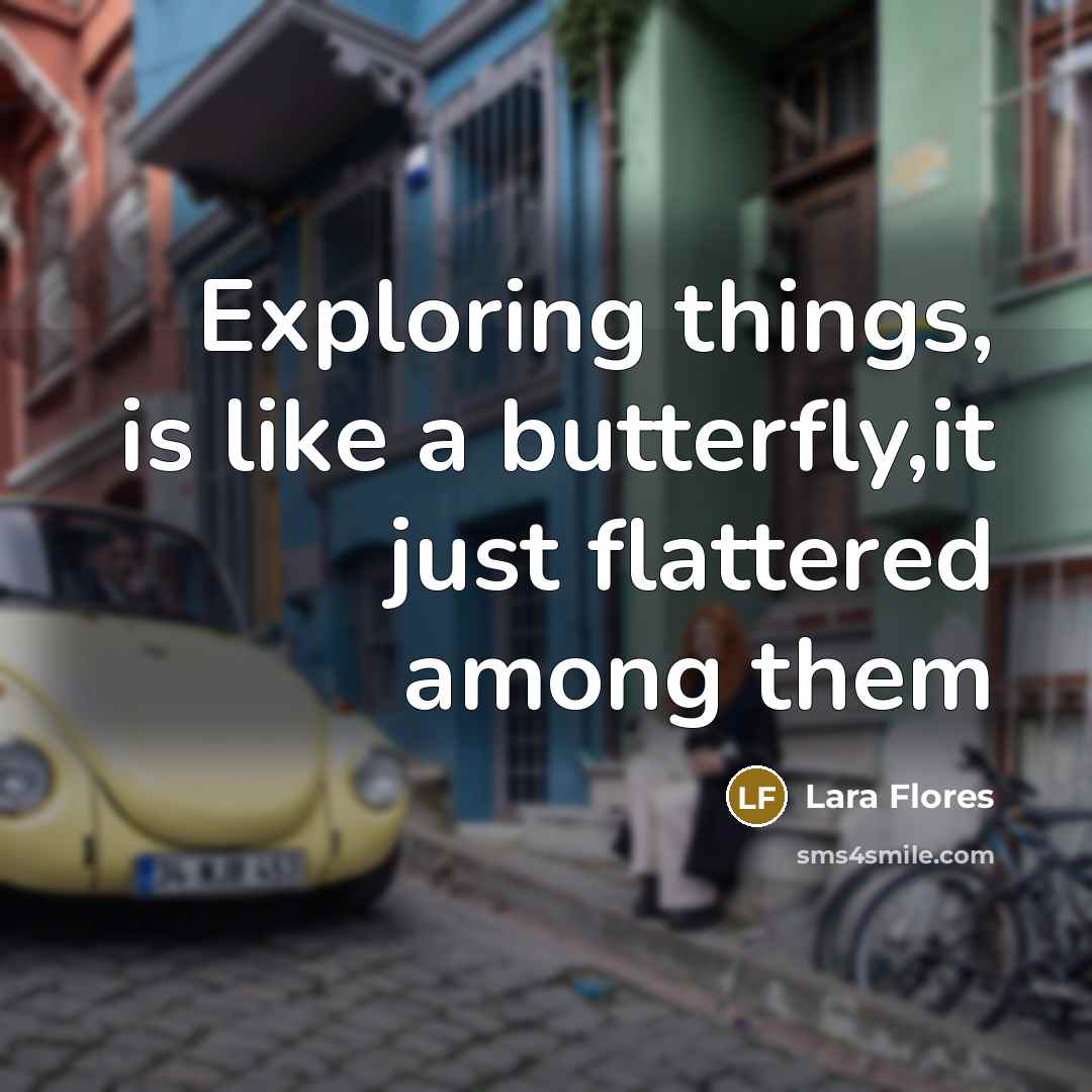 “Exploring things, is like a butterfly,it just flattered among them” quote by Lara Flores