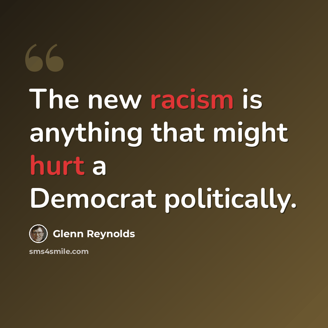 “The new racism is anything that might hurt a Democrat politically.” quote by Glenn Reynolds