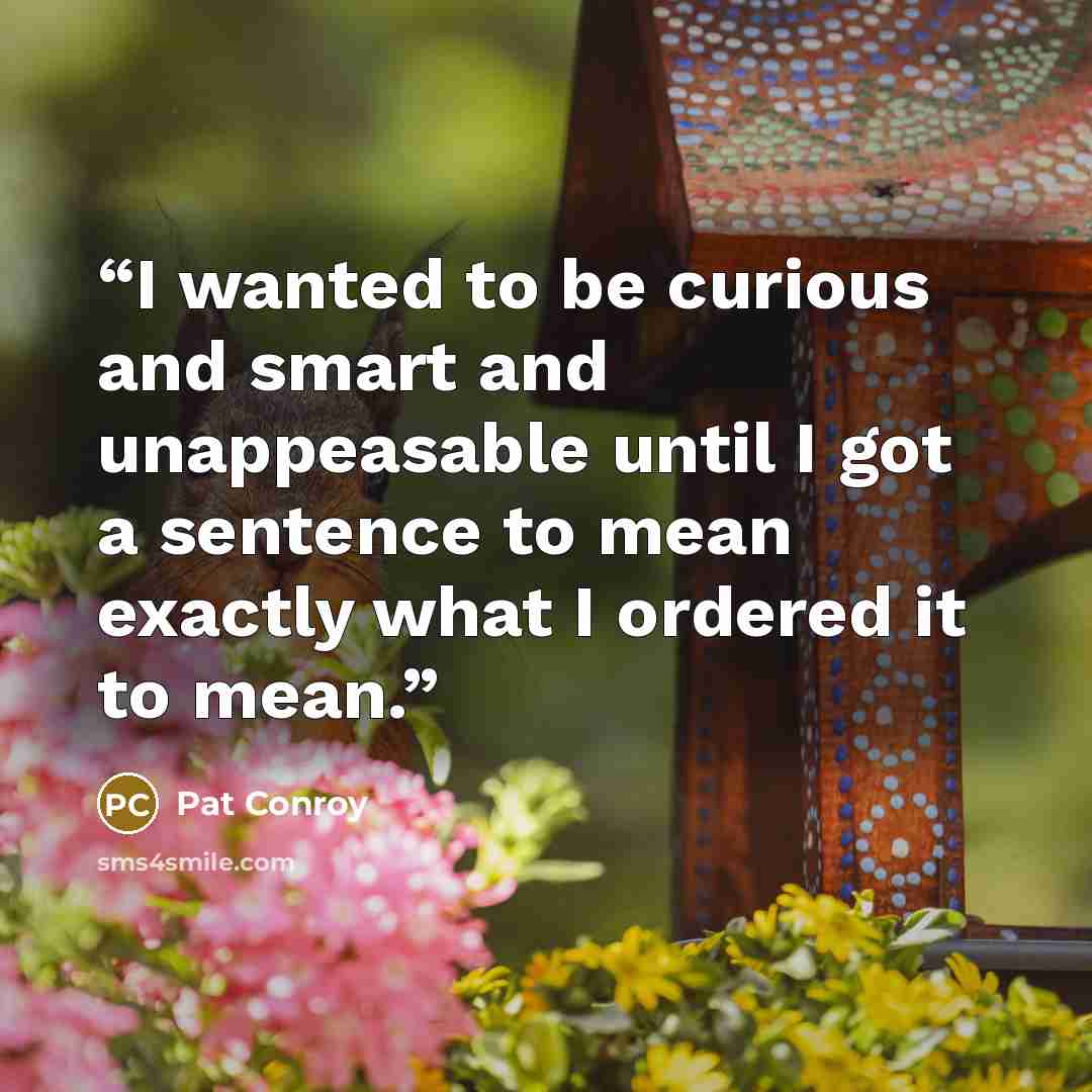 “I wanted to be curious and smart and unappeasable until I got a sentence to mean exactly what I ordered it to mean.” quote by Pat Conroy