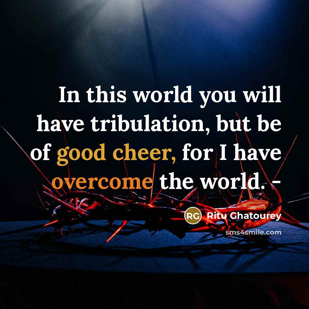 “In this world you will have tribulation, but be of good cheer, for I have overcome the world. -” quote by Ritu Ghatourey