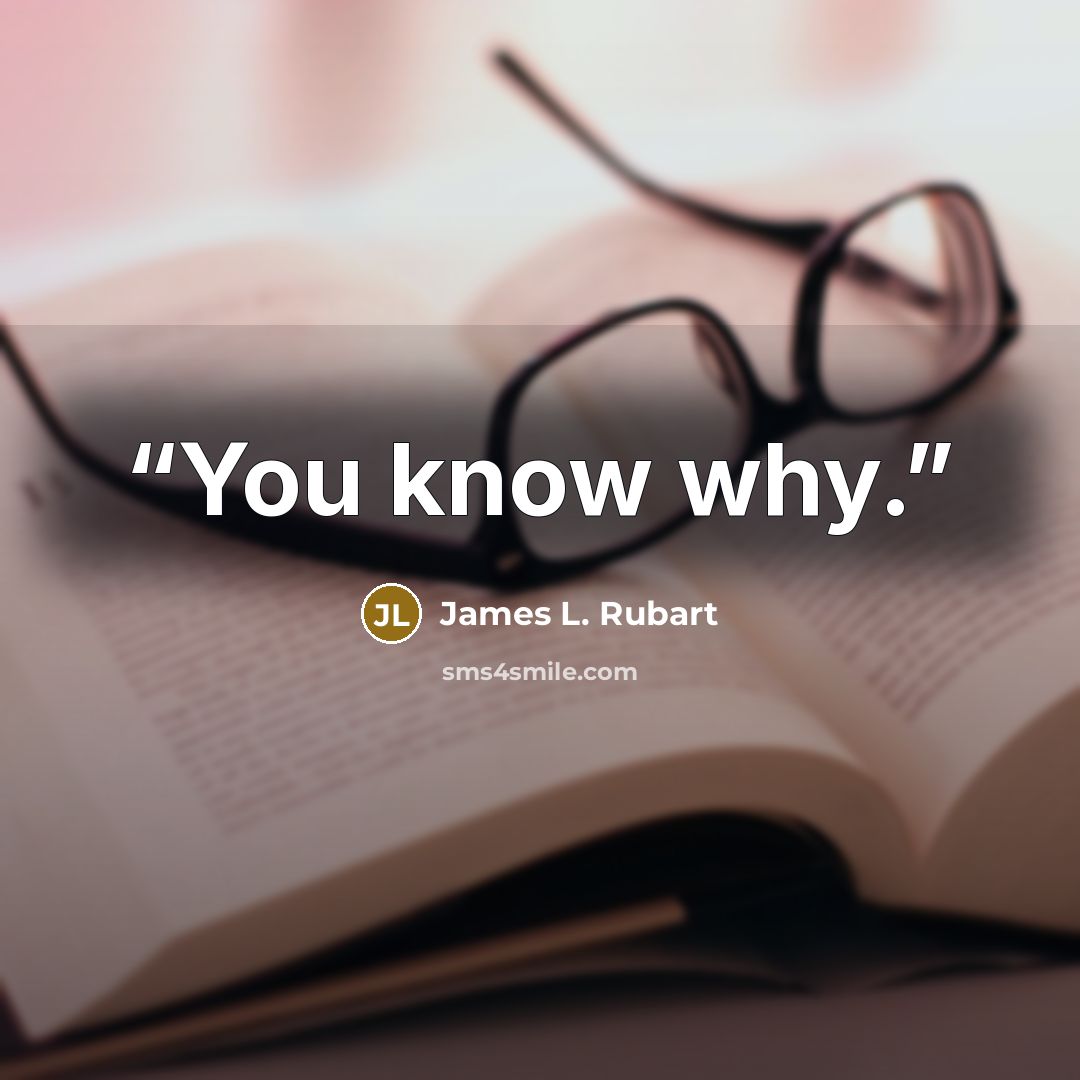 “You know why.” quote by James L. Rubart