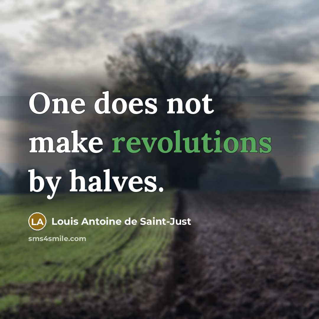 “One does not make revolutions by halves.” quote by Louis Antoine de Saint-Just