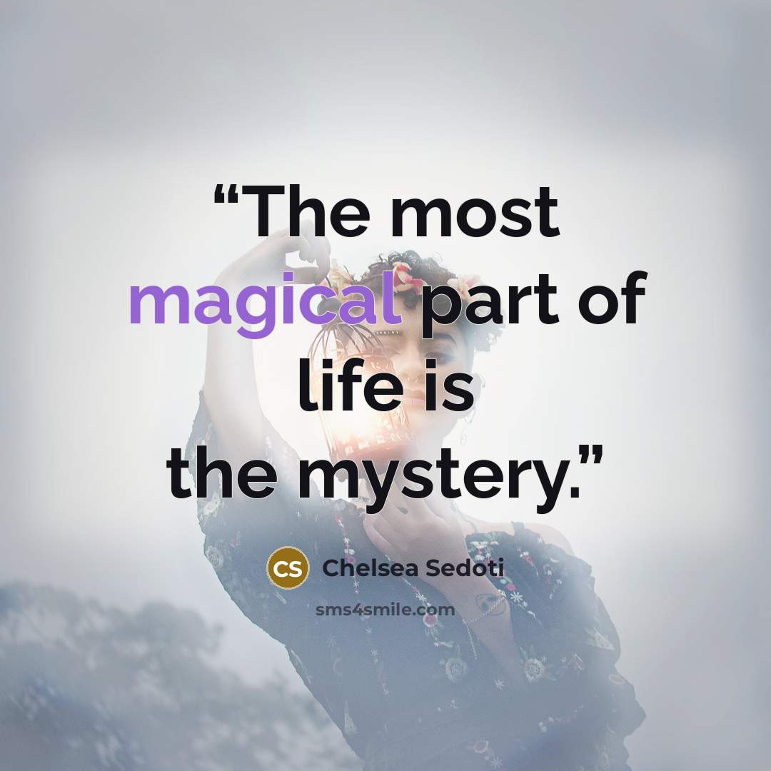 “The most magical part of life is the mystery.” quote by Chelsea Sedoti