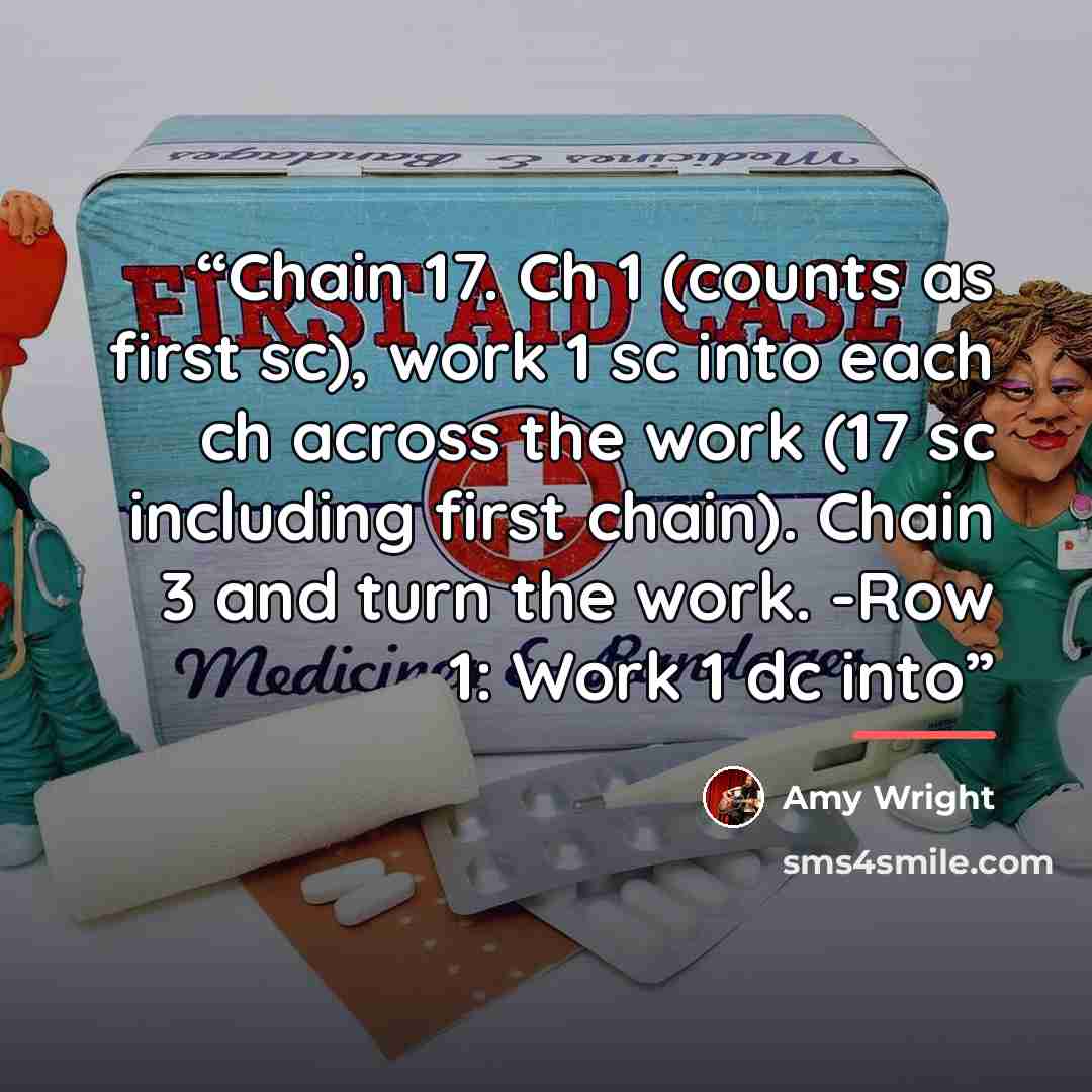 “Chain 17. Ch 1 (counts as first sc), work 1 sc into each ch across the work (17 sc including first chain). Chain 3 and turn the work. -Row 1: Work 1 dc into” quote by Amy Wright