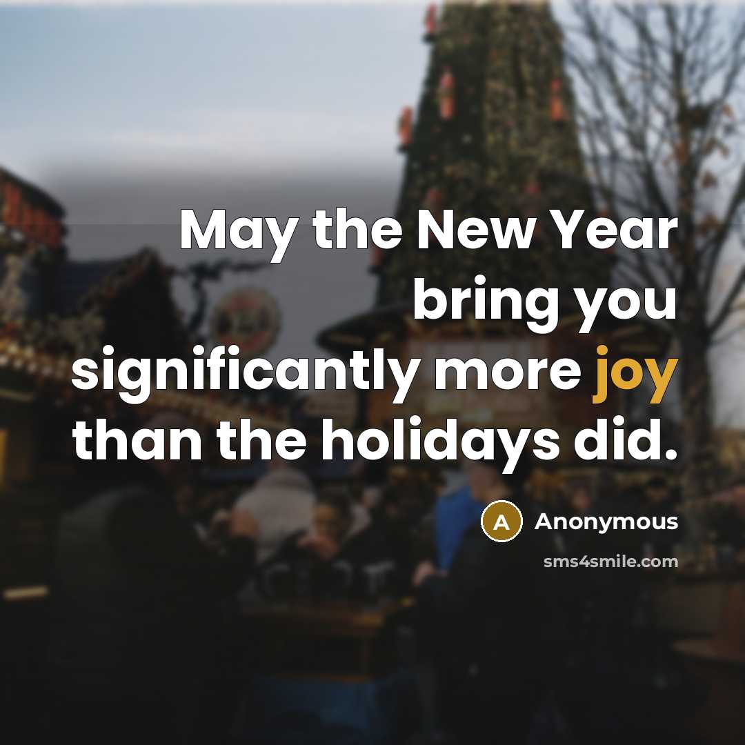 “May the New Year bring you significantly more joy than the holidays did.” quote by Anonymous