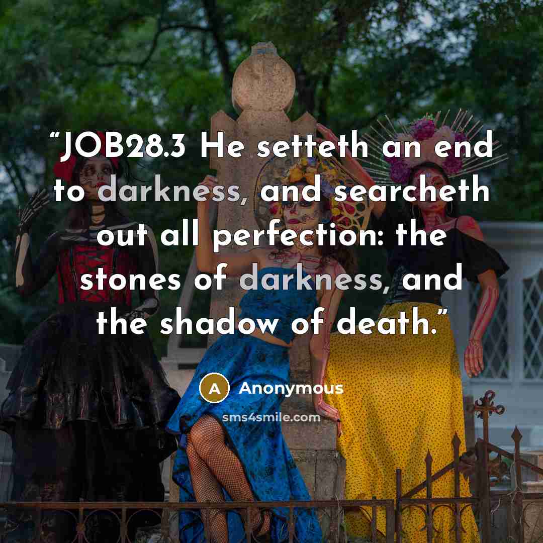 “JOB28.3 He setteth an end to darkness, and searcheth out all perfection: the stones of darkness, and the shadow of death.” quote by Anonymous
