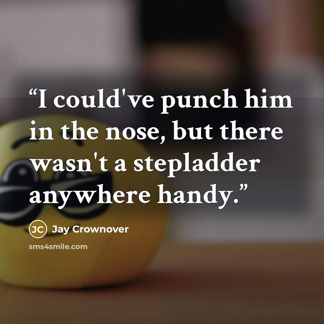 “I could've punch him in the nose, but there wasn't a stepladder anywhere handy.” quote by Jay Crownover