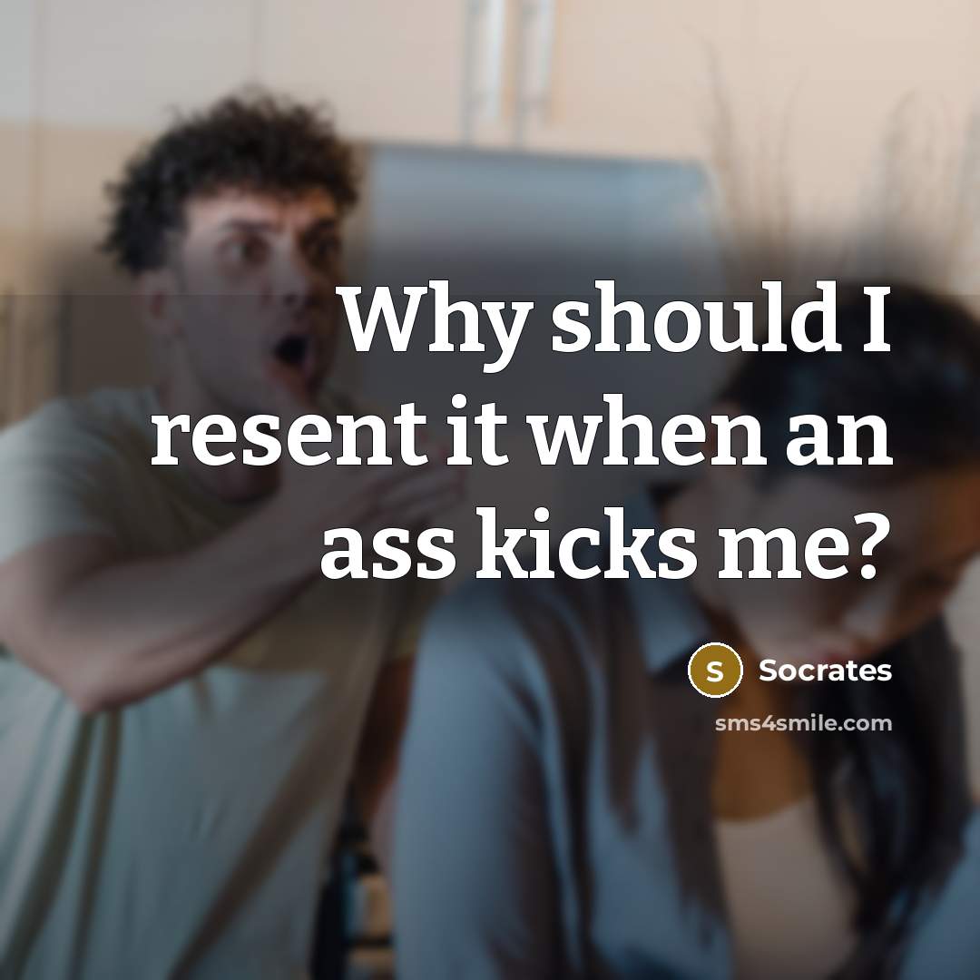 “Why should I resent it when an ass kicks me?” quote by Socrates