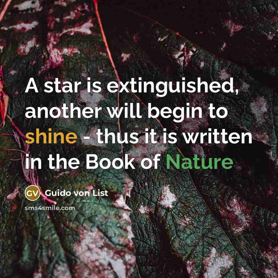 “A star is extinguished, another will begin to shine - thus it is written in the Book of Nature” quote by Guido von List