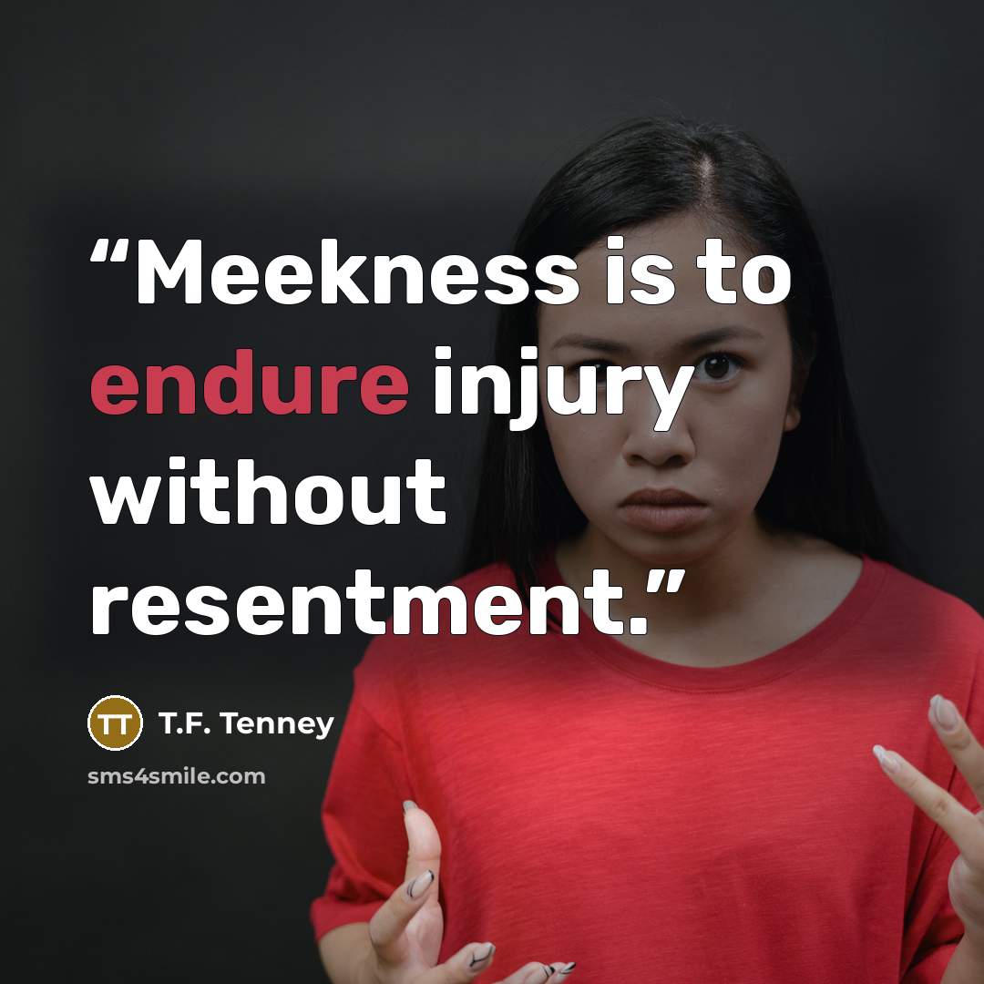 “Meekness is to endure injury without resentment.” quote by T.F. Tenney
