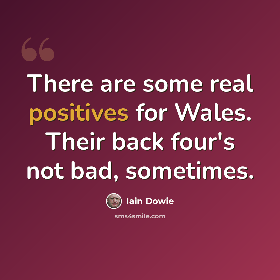 “There are some real positives for Wales. Their back four's not bad, sometimes.” quote by Iain Dowie