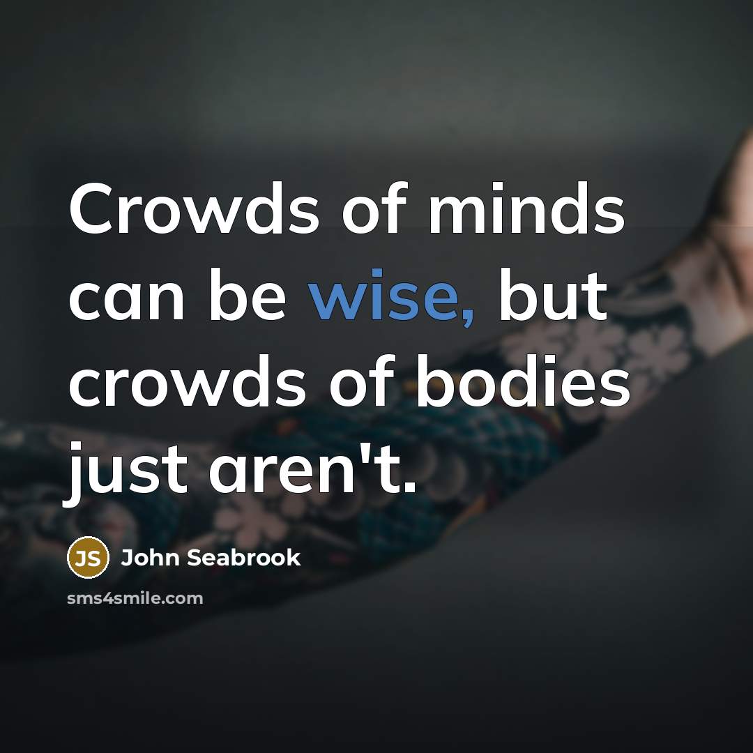 “Crowds of minds can be wise, but crowds of bodies just aren't.” quote by John Seabrook