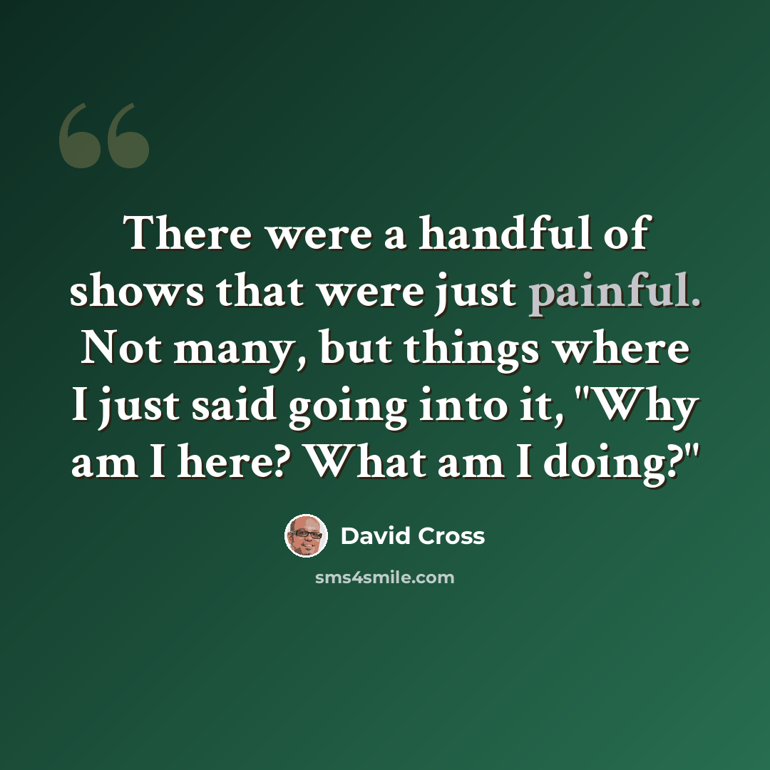 “There were a handful of shows that were just painful. Not many, but things where I just said going into it, "Why am I here? What am I doing?"” quote by David Cross
