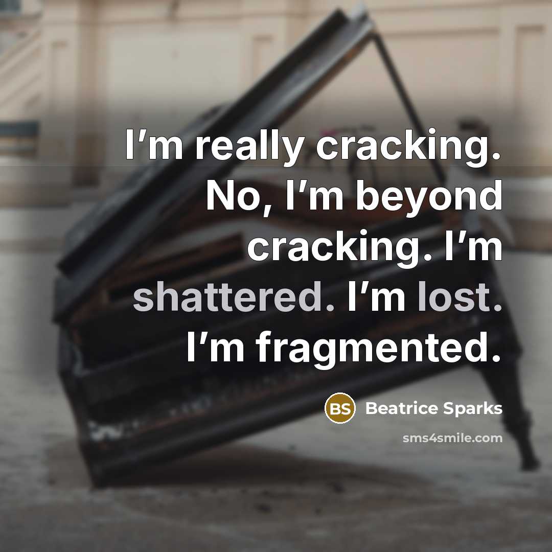 “I’m really cracking. No, I’m beyond cracking. I’m shattered. I’m lost. I’m fragmented.” quote by Beatrice Sparks