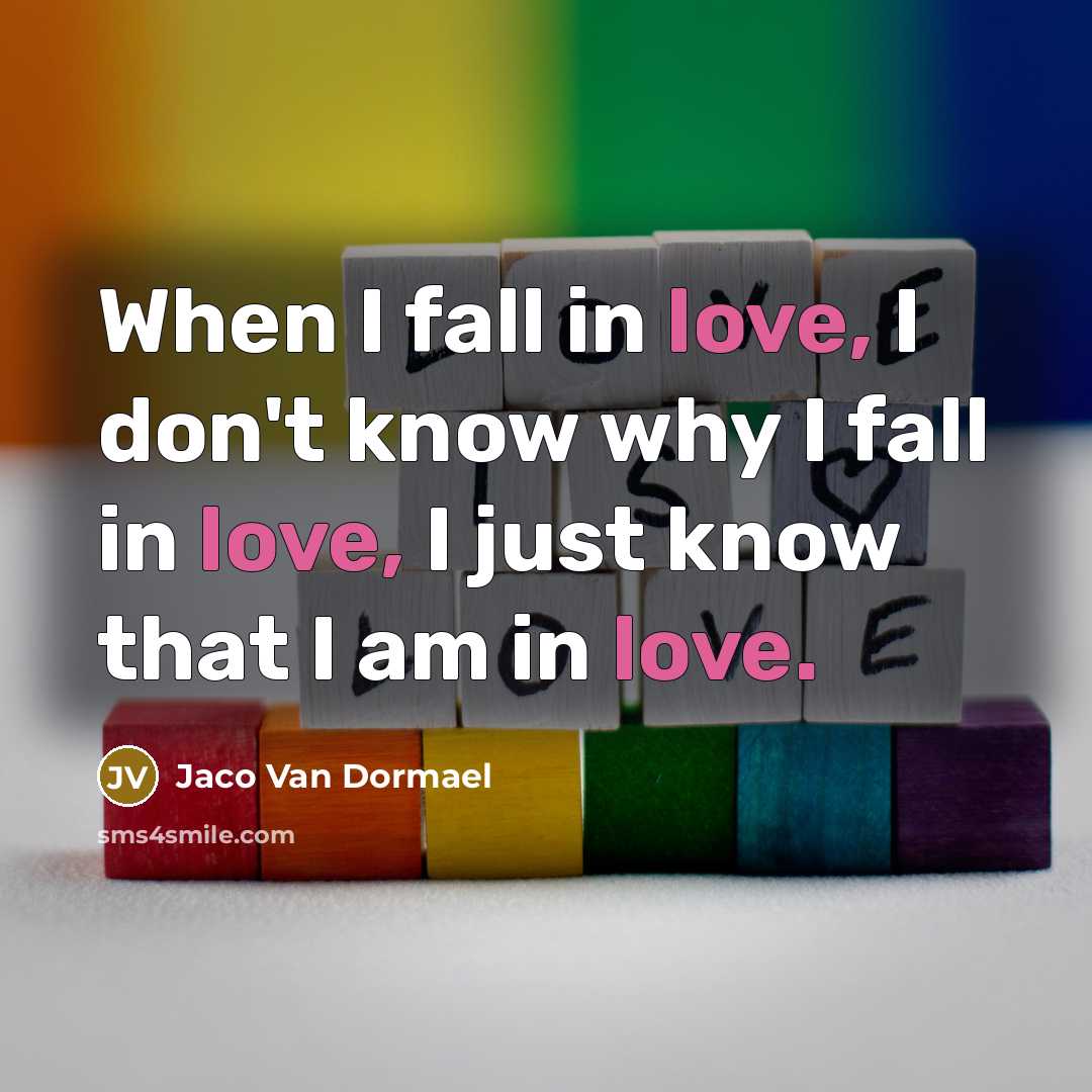 “When I fall in love, I don't know why I fall in love, I just know that I am in love.” quote by Jaco Van Dormael