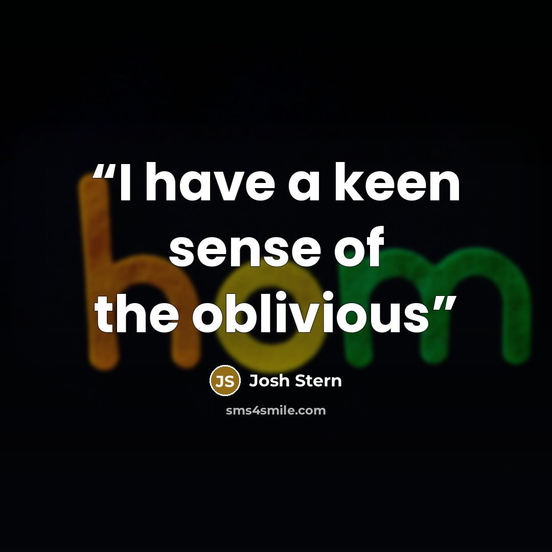 “I have a keen sense of the oblivious” quote by Josh Stern