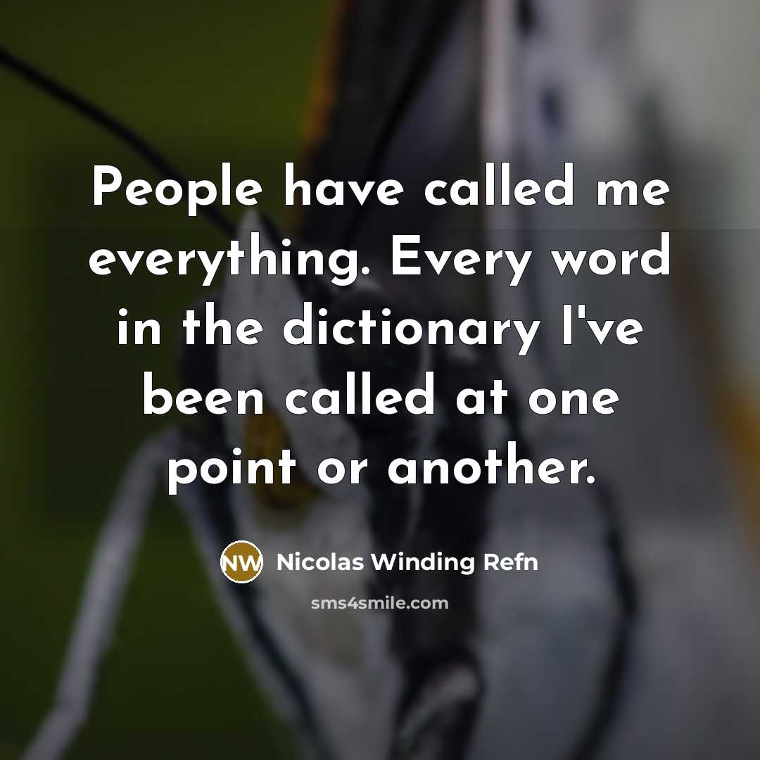 “People have called me everything. Every word in the dictionary I've been called at one point or another.” quote by Nicolas Winding Refn