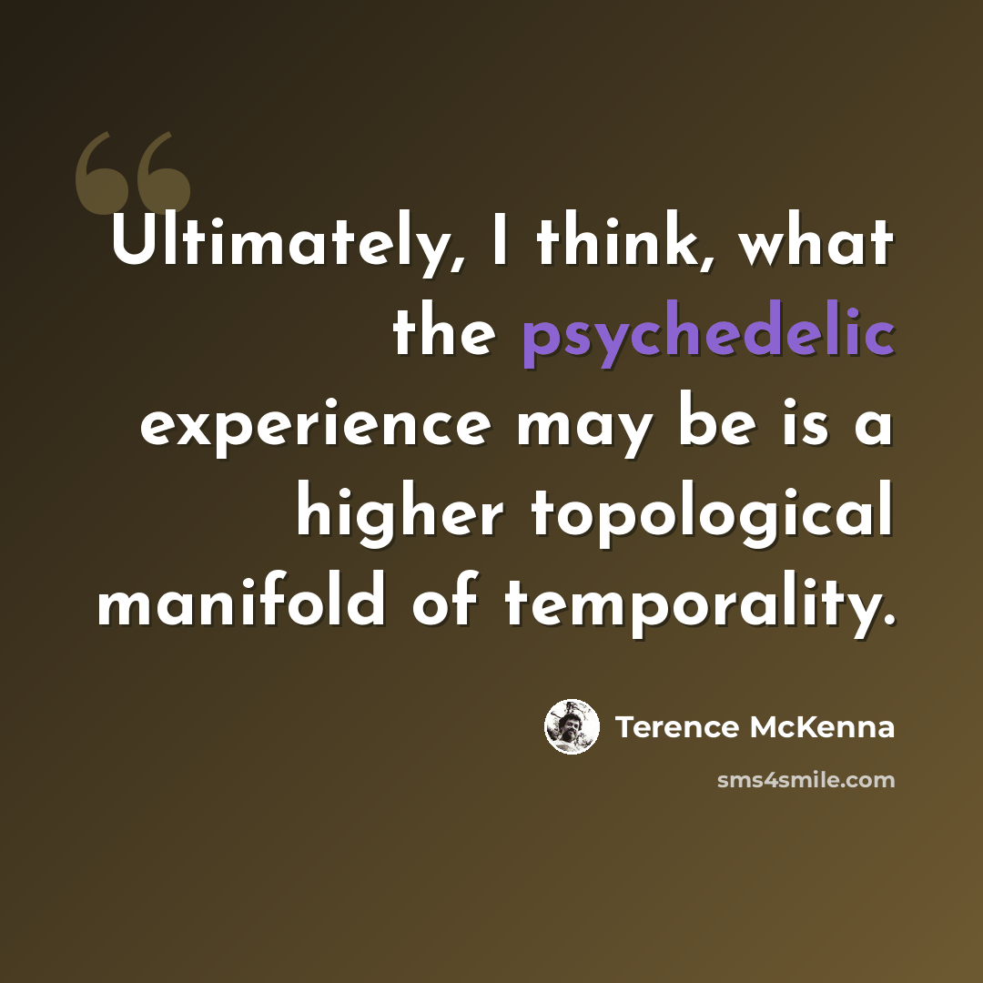 “Ultimately, I think, what the psychedelic experience may be is a higher topological manifold of temporality.” quote by Terence McKenna