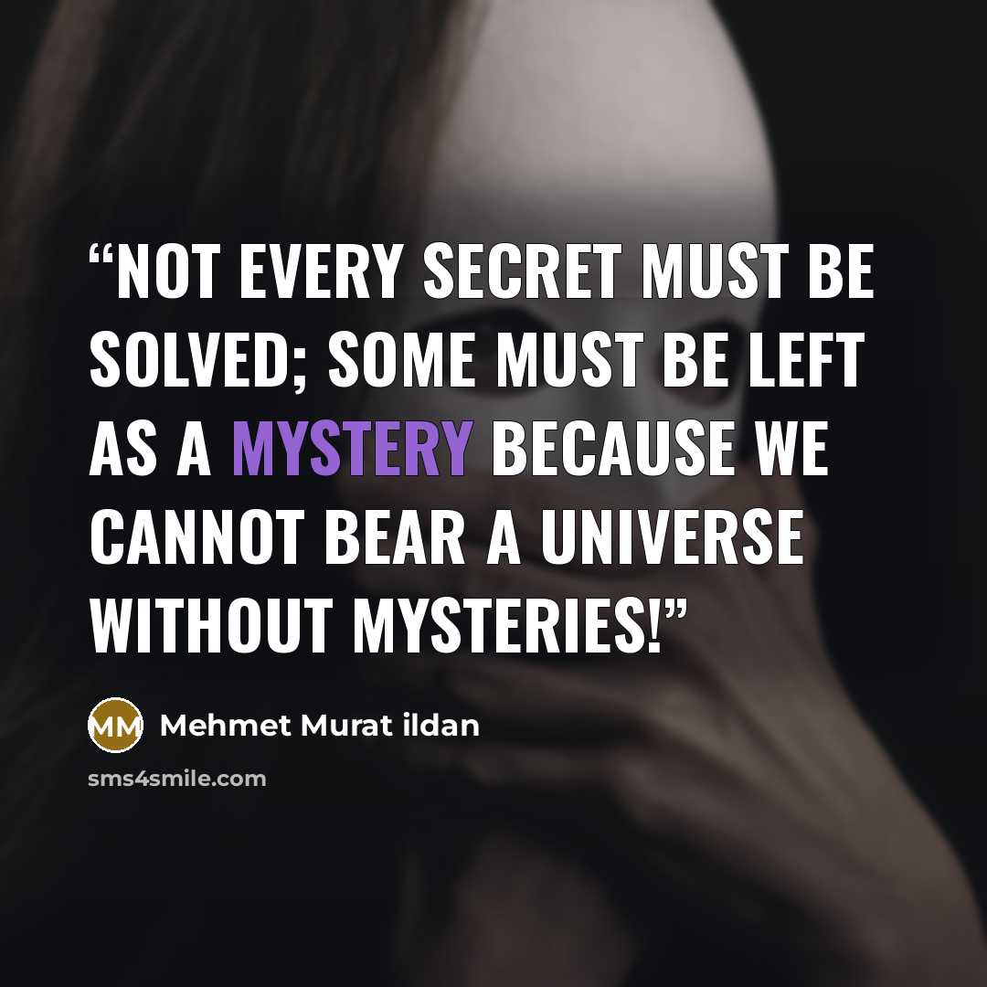 “Not every secret must be solved; some must be left as a mystery because we cannot bear a universe without mysteries!” quote by Mehmet Murat ildan