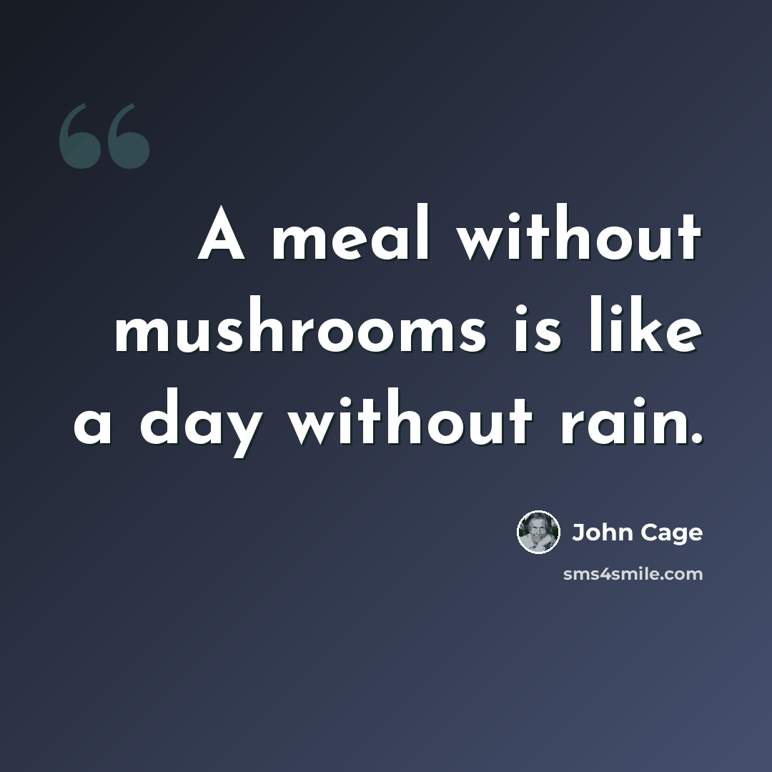 “A meal without mushrooms is like a day without rain.” quote by John Cage