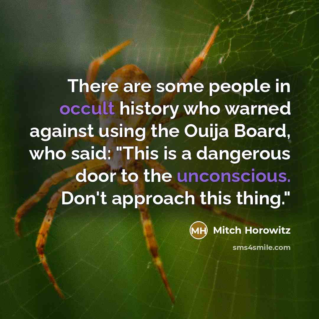 “There are some people in occult history who warned against using the Ouija Board, who said: "This is a dangerous door to the unconscious. Don't approach this thing."” quote by Mitch Horowitz