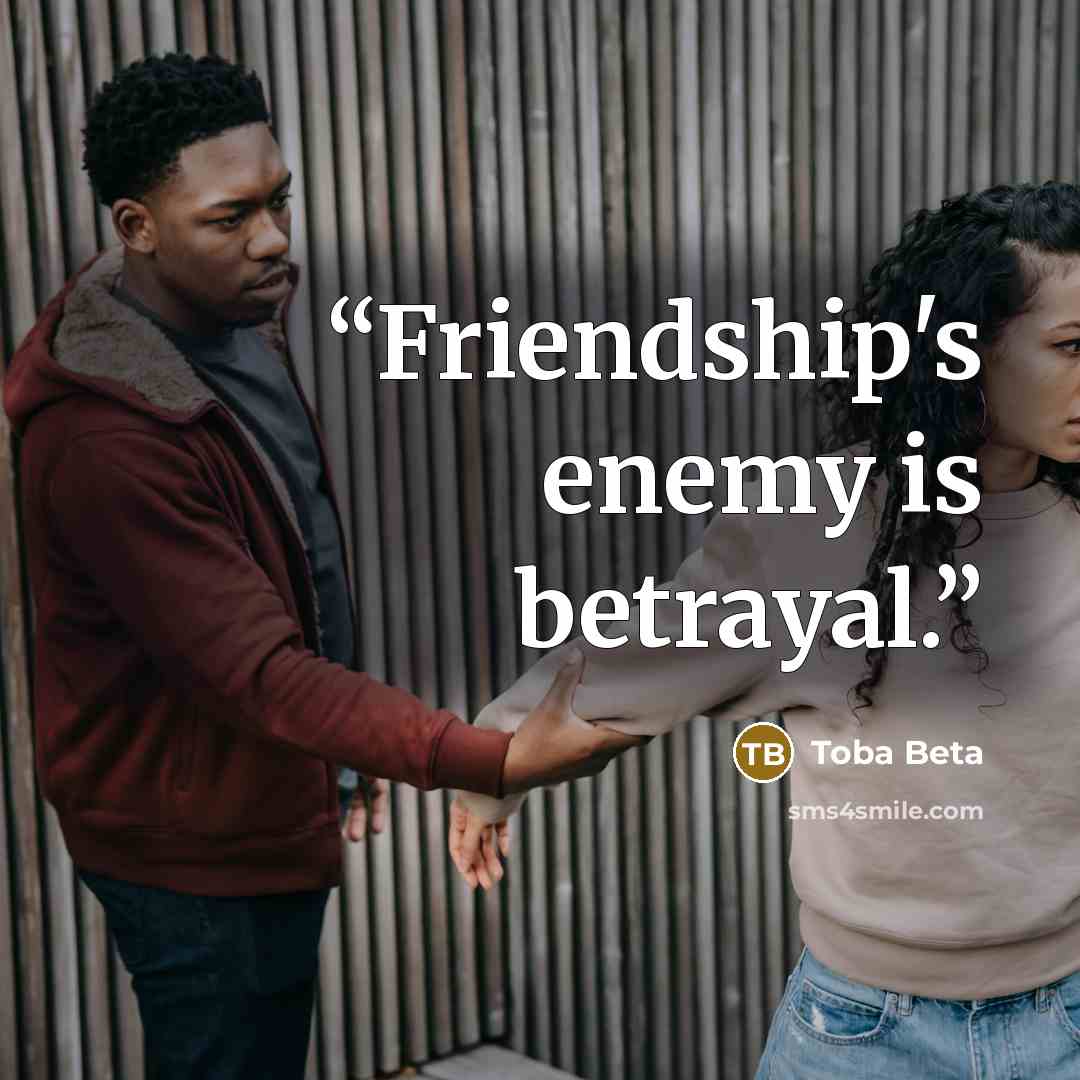 “Friendship's enemy is betrayal.” quote by Toba Beta