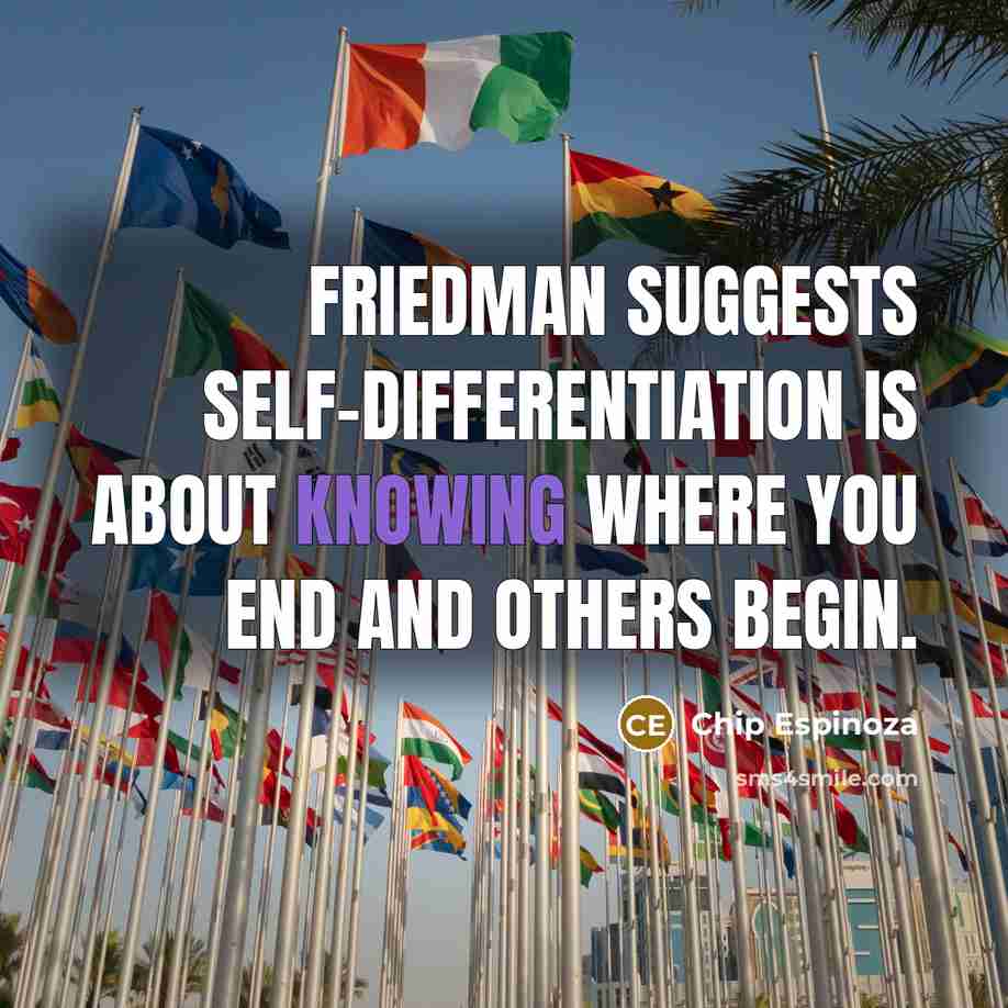 “Friedman suggests self-differentiation is about knowing where you end and others begin.” quote by Chip Espinoza