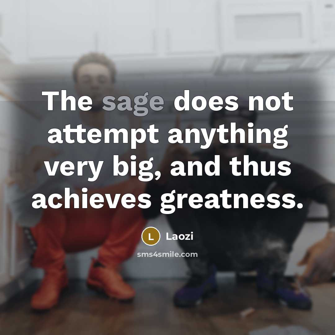 “The sage does not attempt anything very big, and thus achieves greatness.” quote by Laozi