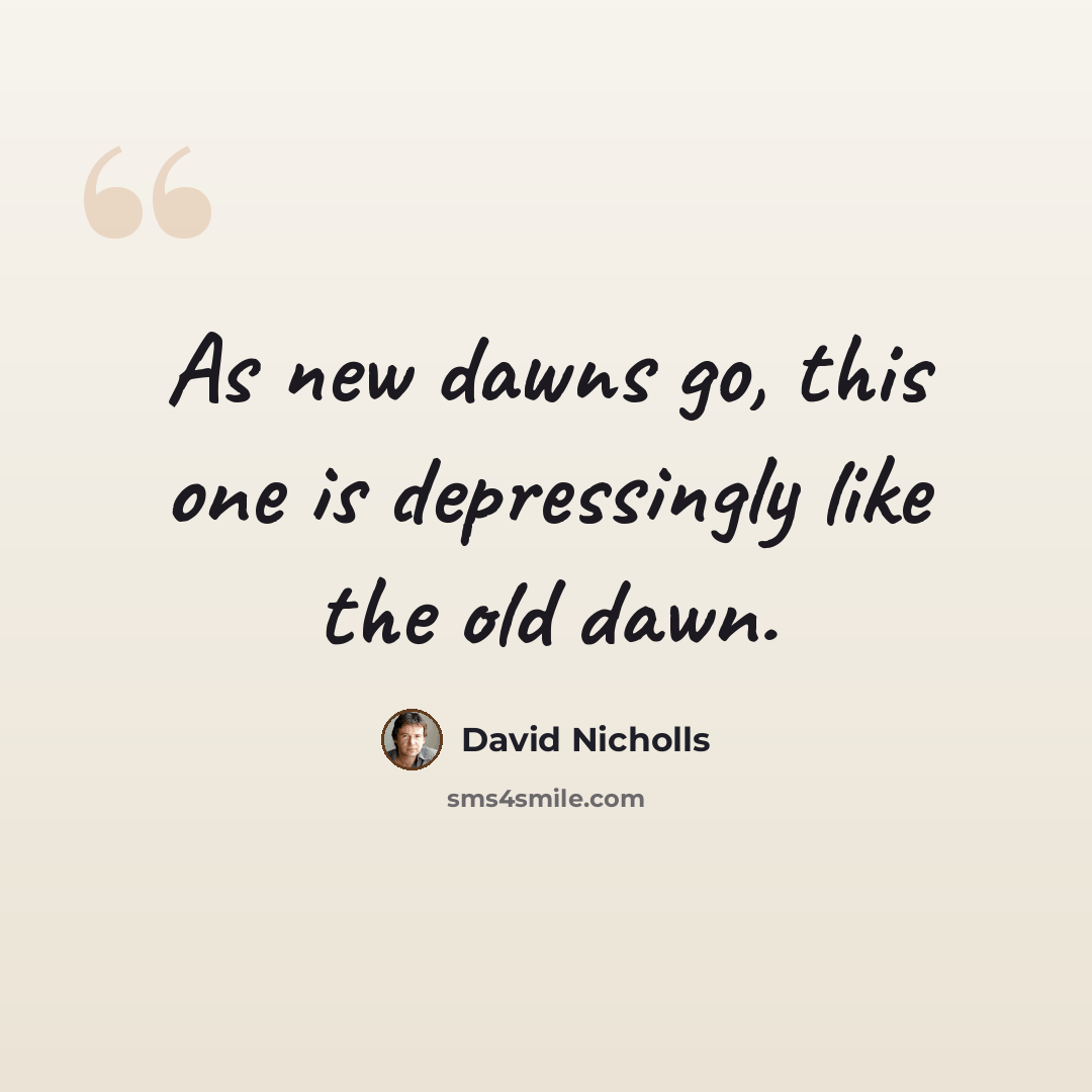 “As new dawns go, this one is depressingly like the old dawn.” quote by David Nicholls